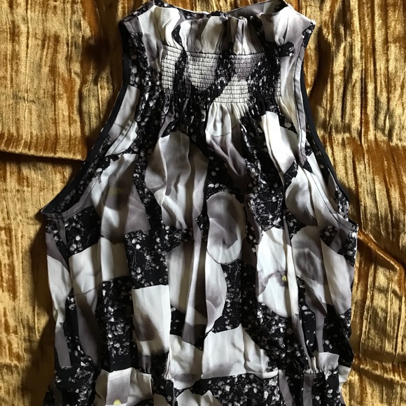 Grey Black White Silk Sleeveless Midi Dress - Picture 5 of 10